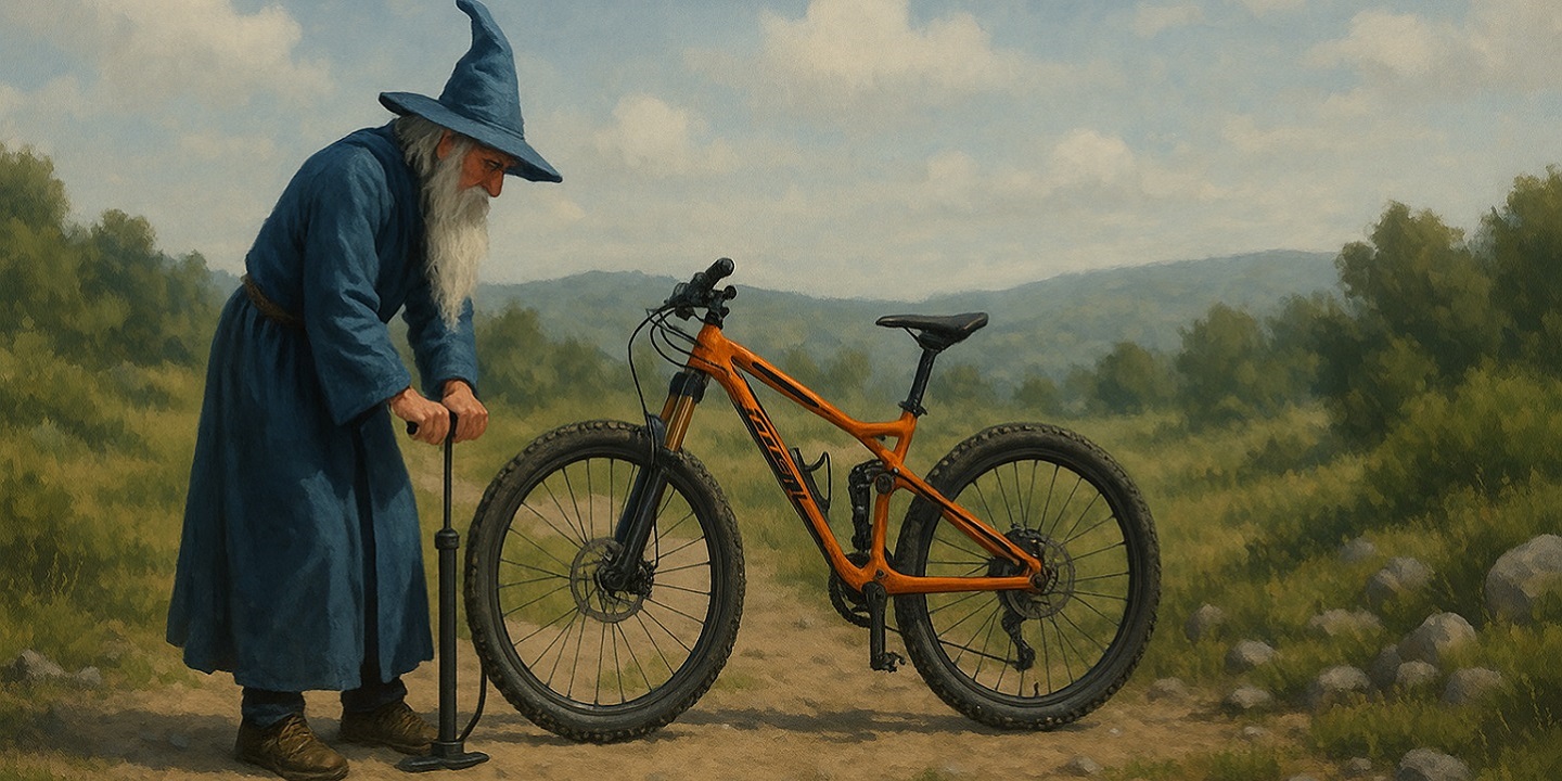 Rider preparing bike before a ride